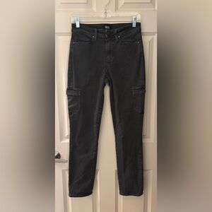 Paige Hoxton Ankle Skinny Cargo, Charcoal Gray, Size 27